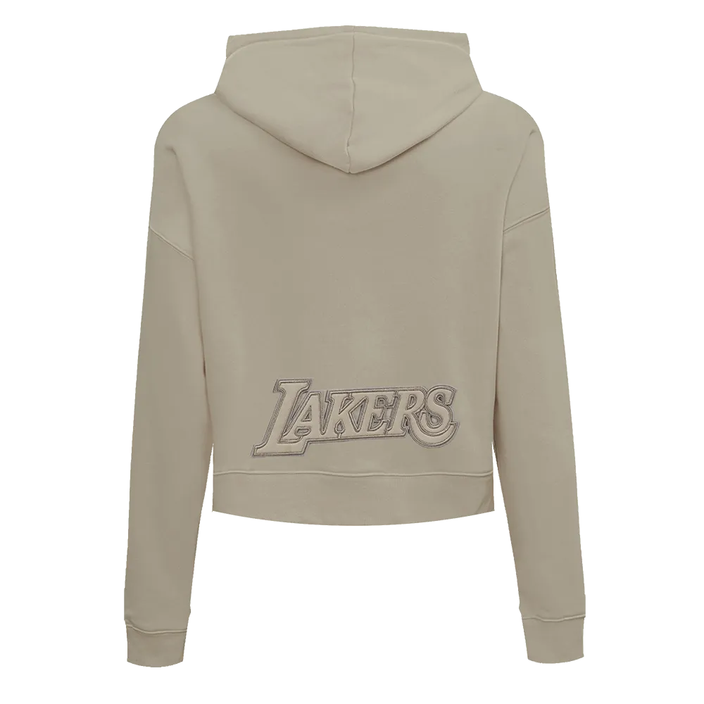 NBA LOS ANGELES LAKERS NEUTRAL WOMEN'S CROPPED PO HOODIE (TAUPE)