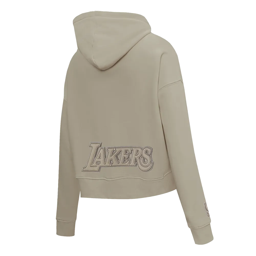 NBA LOS ANGELES LAKERS NEUTRAL WOMEN'S CROPPED PO HOODIE (TAUPE)