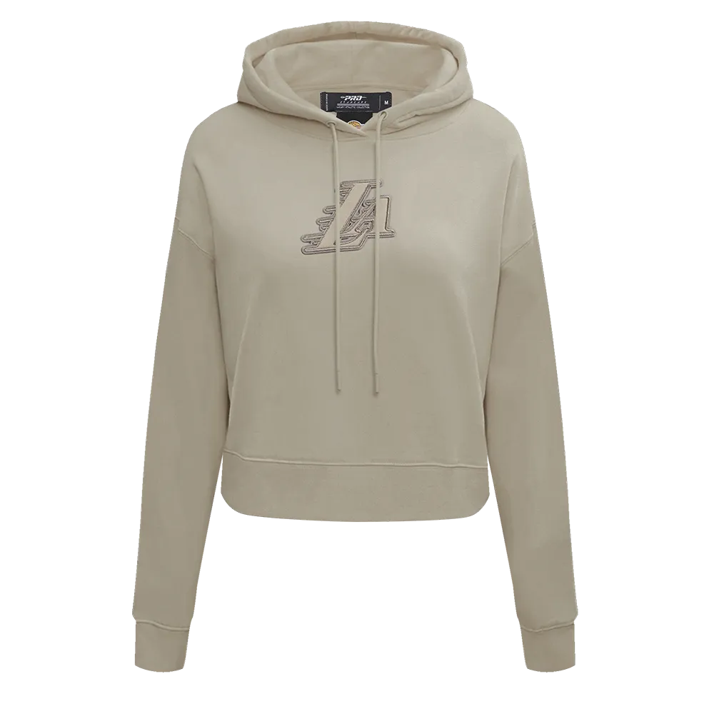 NBA LOS ANGELES LAKERS NEUTRAL WOMEN'S CROPPED PO HOODIE (TAUPE)