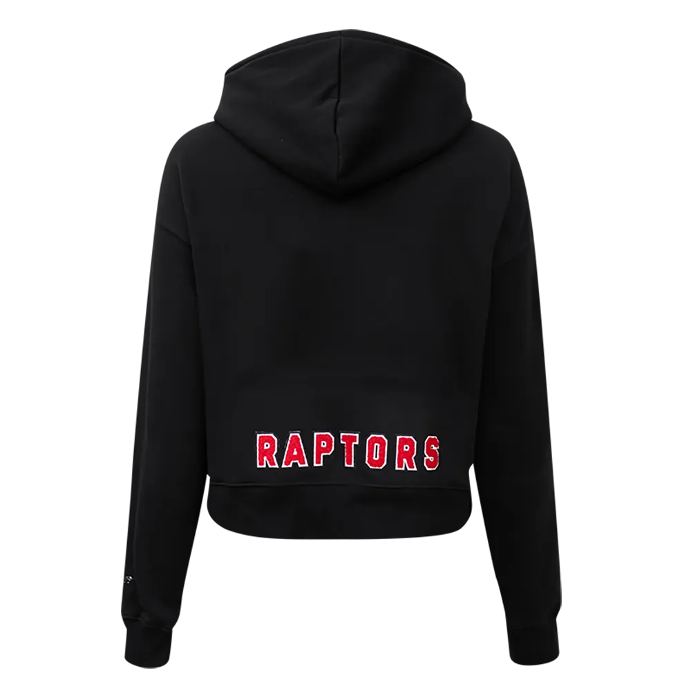 NBA TORONTO RAPTORS CLASSIC WOMEN'S FLC CROPPED PO HOODIE (BLACK)