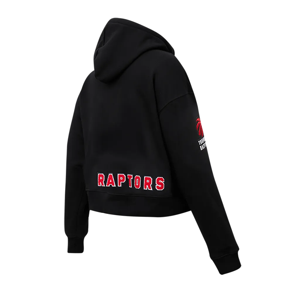 NBA TORONTO RAPTORS CLASSIC WOMEN'S FLC CROPPED PO HOODIE (BLACK)