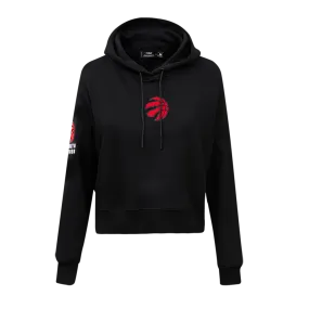 NBA TORONTO RAPTORS CLASSIC WOMEN'S FLC CROPPED PO HOODIE (BLACK)