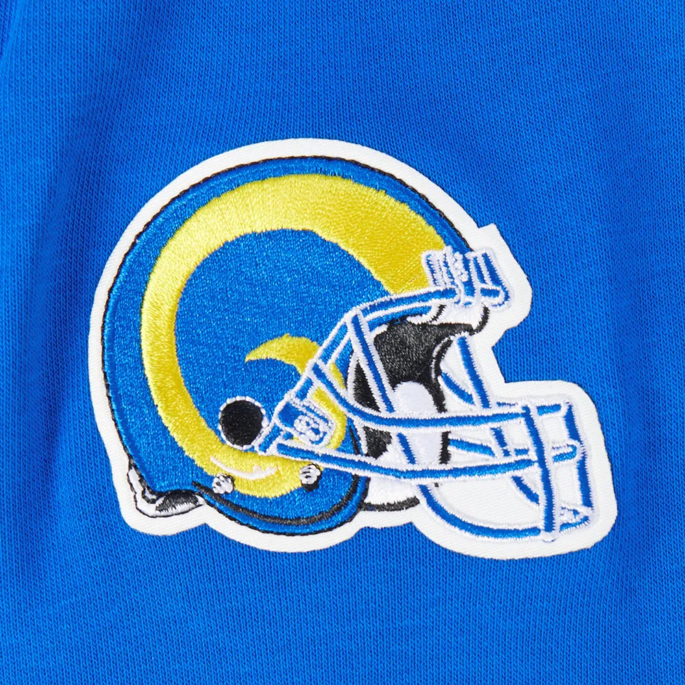 NFL LOS ANGELES RAMS RETRO CLASSIC WOMEN'S CROPPED PO HOODIE (ROYAL BLUE)