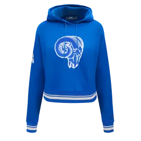 NFL LOS ANGELES RAMS RETRO CLASSIC WOMEN'S CROPPED PO HOODIE (ROYAL BLUE)