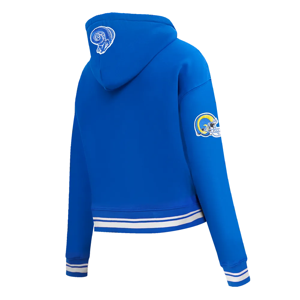 NFL LOS ANGELES RAMS RETRO CLASSIC WOMEN'S CROPPED PO HOODIE (ROYAL BLUE)