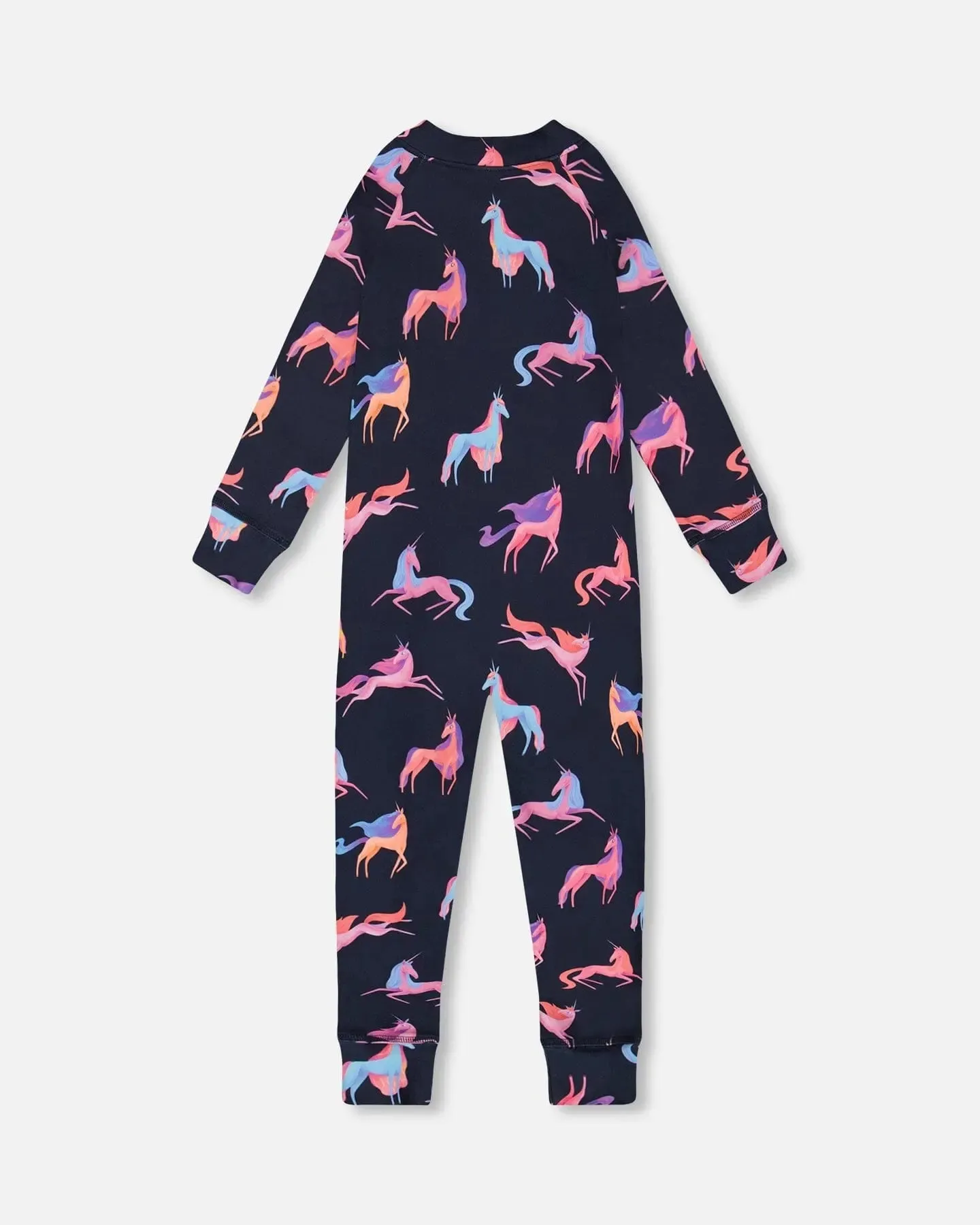 One Piece Thermal Underwear Navy Printed Unicorn