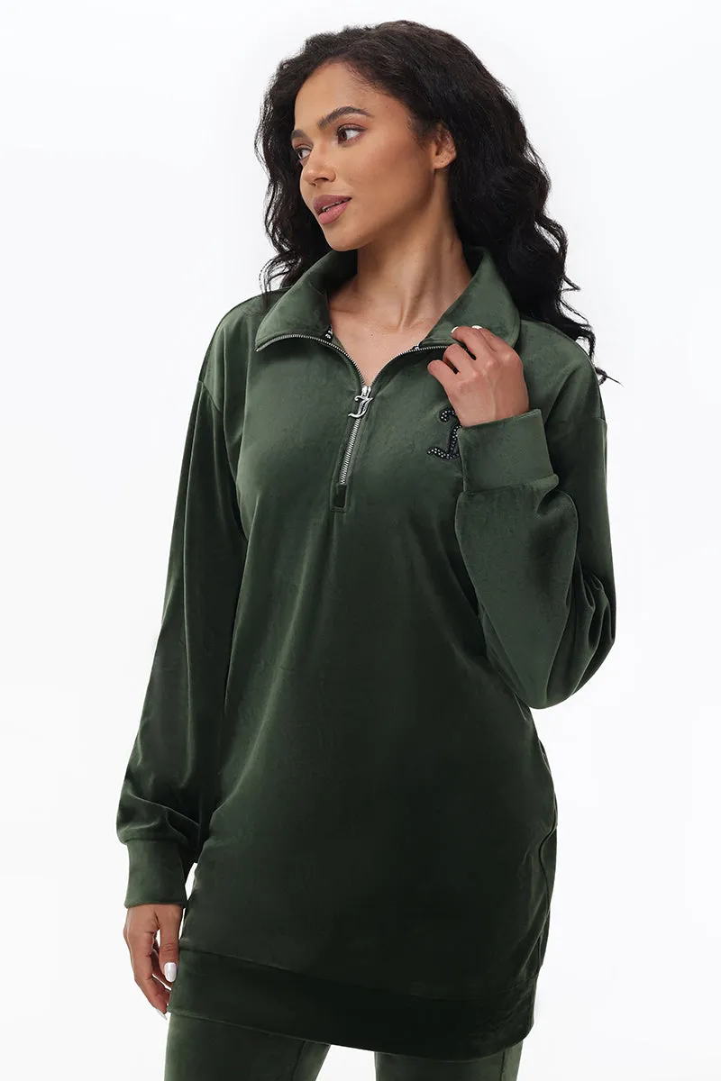 Oversized Small Bling Quarter Zip Pullover