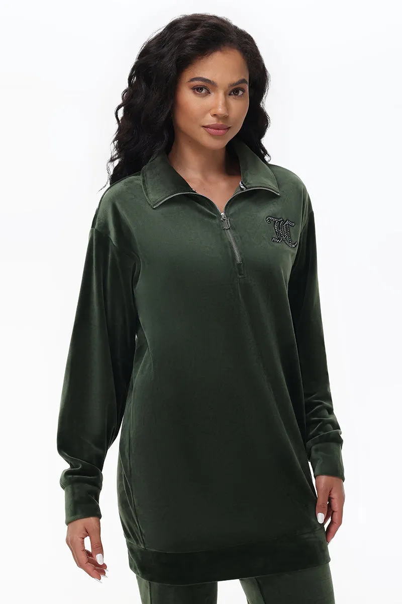 Oversized Small Bling Quarter Zip Pullover