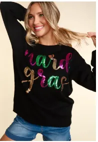 Party On Mardi Gras Sequin Sweater