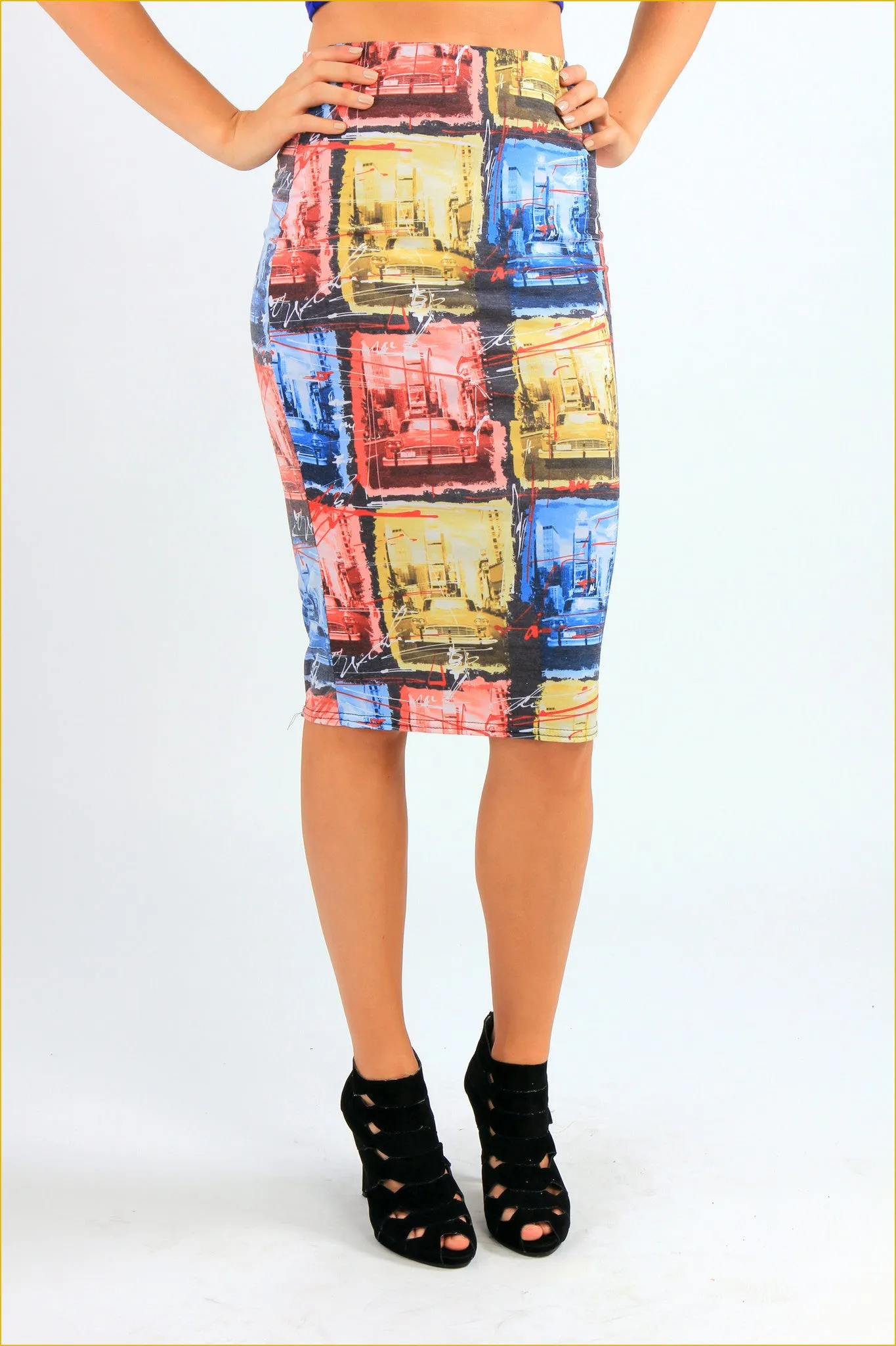 Photography Cars Print Midi Skirt