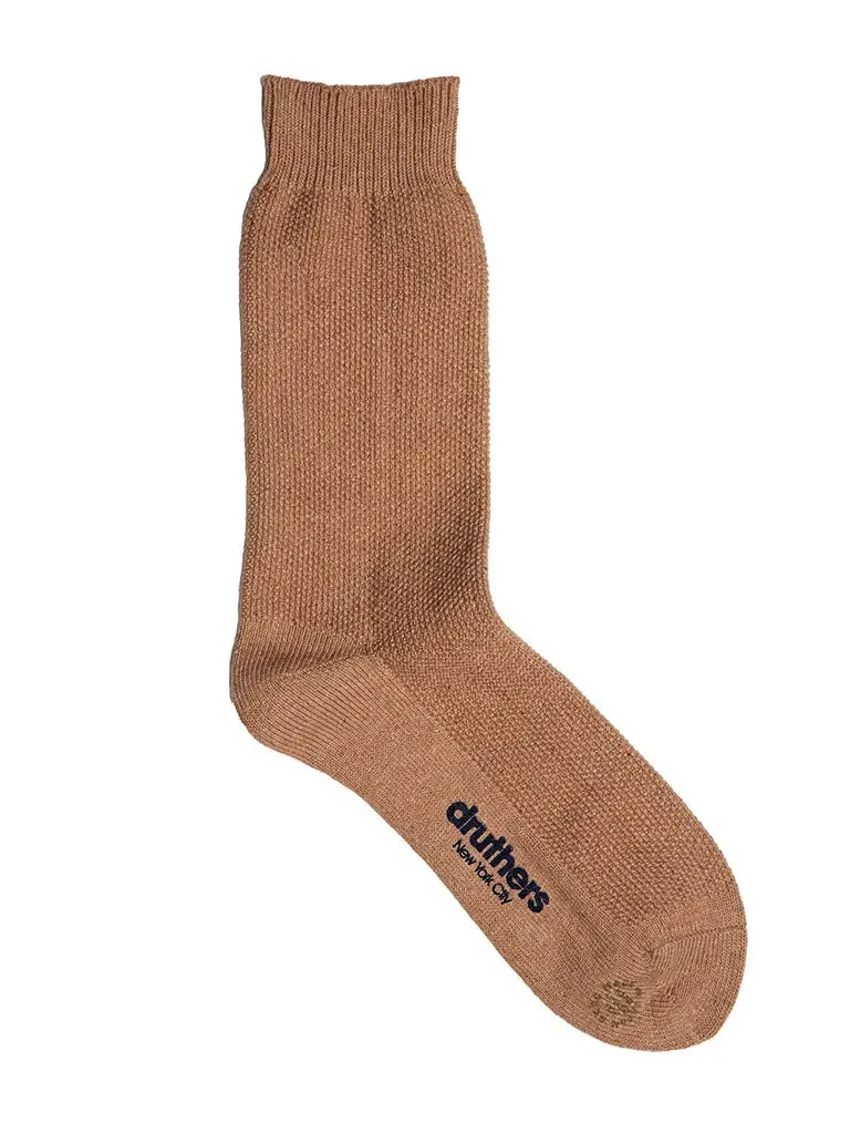 Pique Knit Crew Sock- Fox Brown