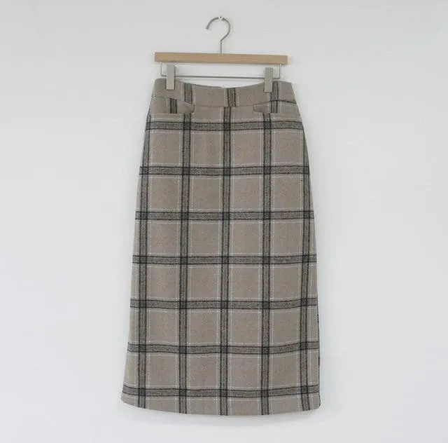 Plaid Pencil Winter Skirt