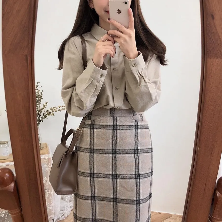 Plaid Pencil Winter Skirt