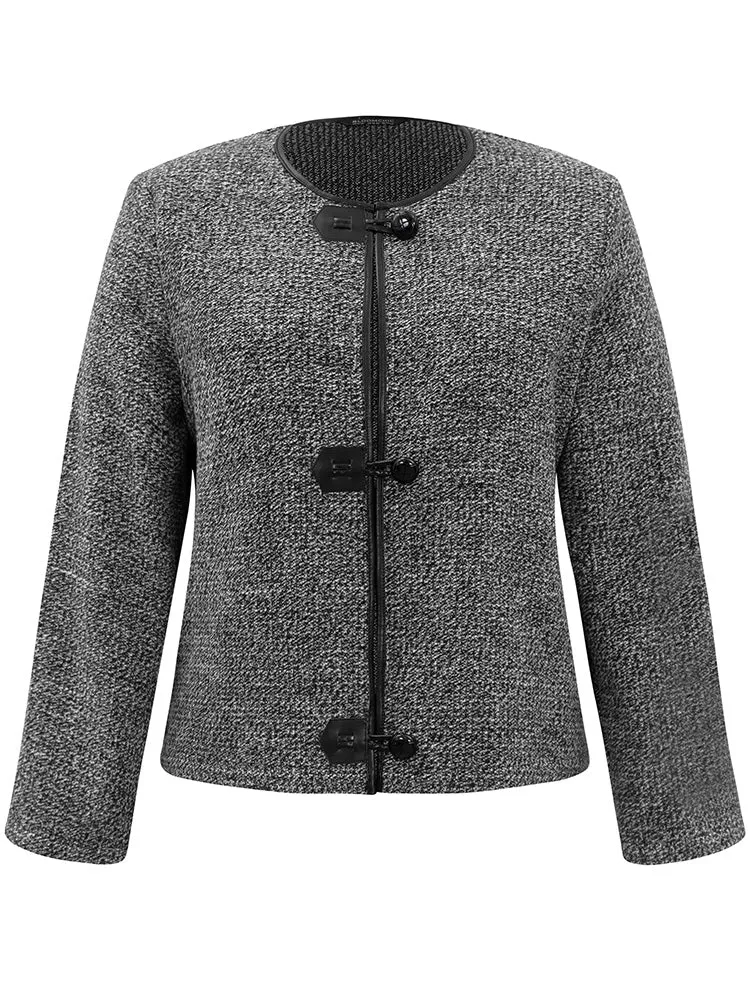 Plain Textured Buckle Detail Coat