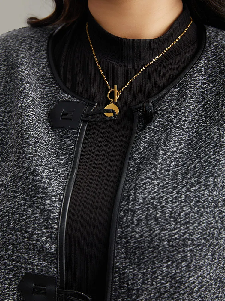 Plain Textured Buckle Detail Coat