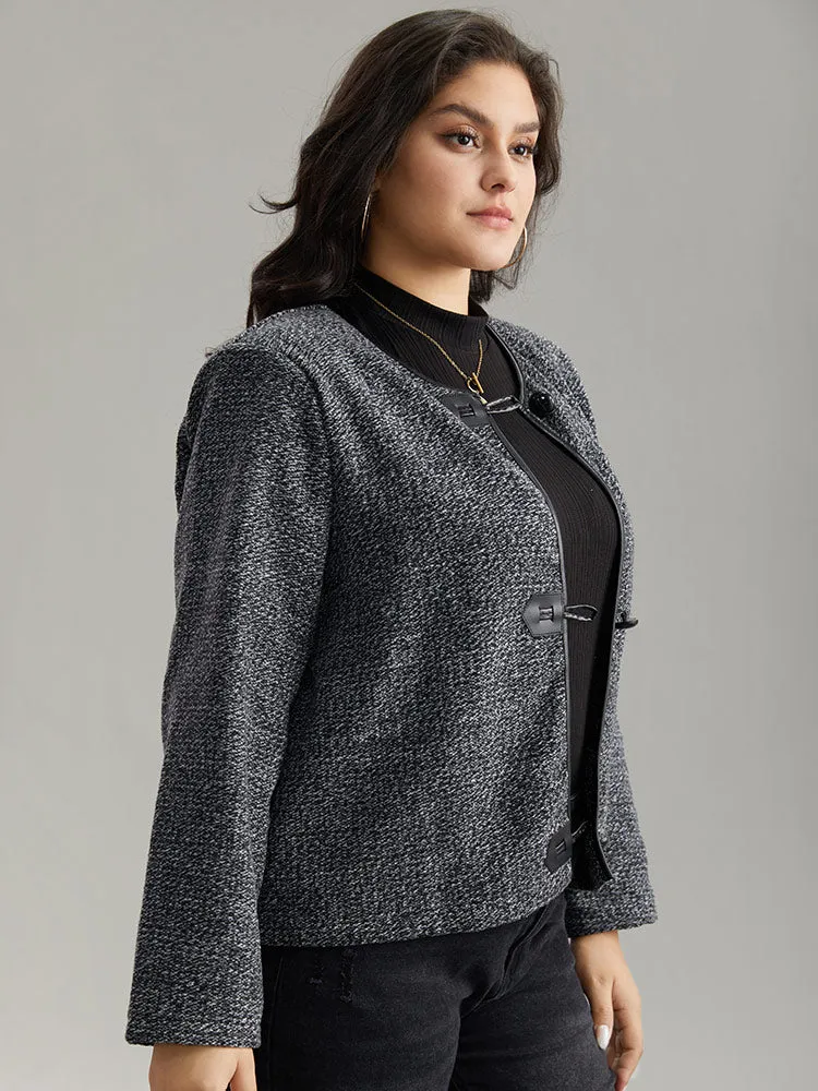 Plain Textured Buckle Detail Coat