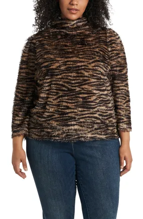 Plus-Size Long Sleeve Puff Shoulder Soft Knit Top