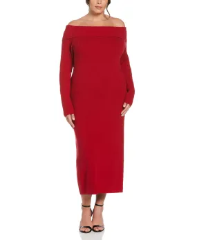 Plus Size Off-the-Shoulder Sweater Dress