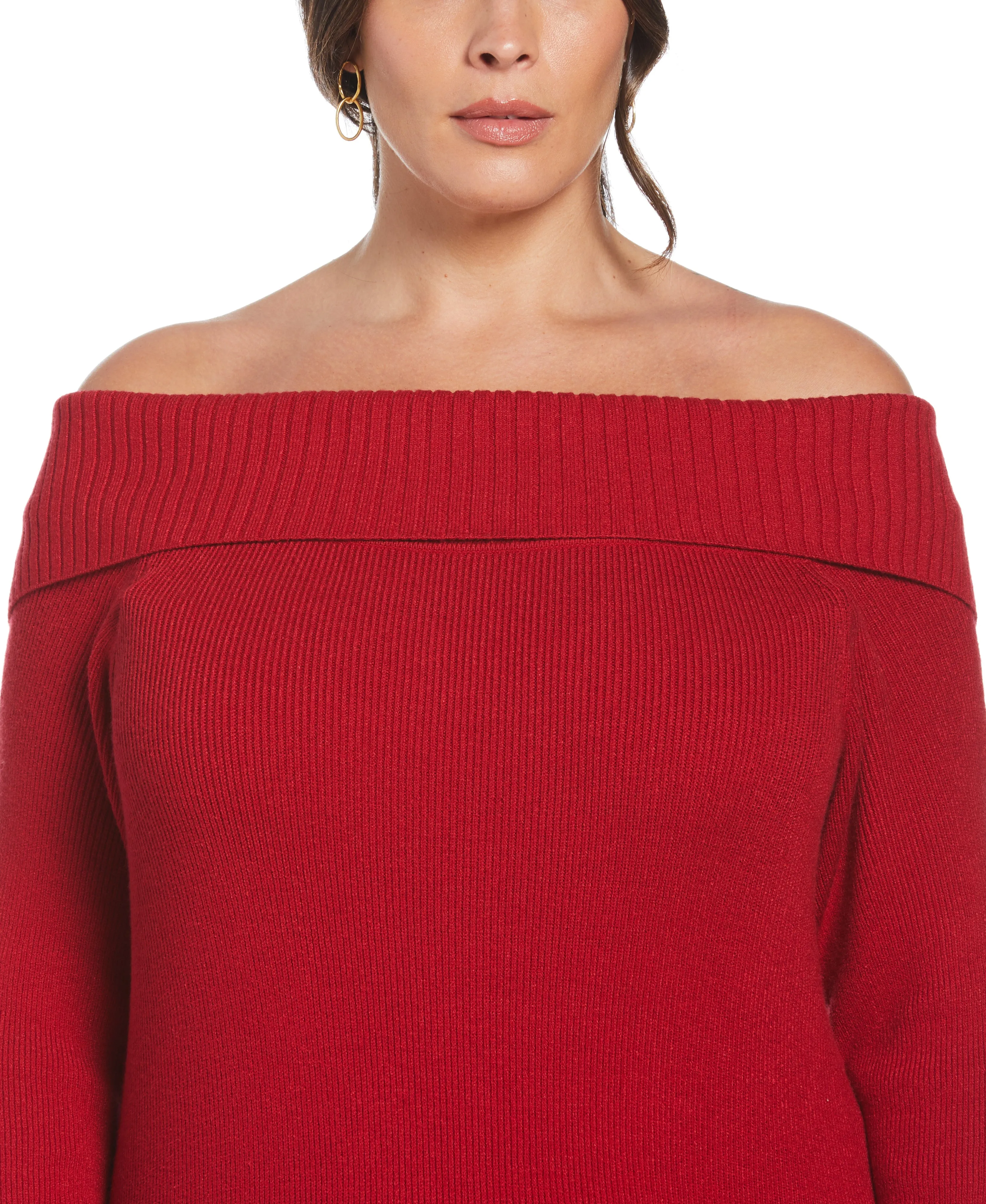 Plus Size Off-the-Shoulder Sweater Dress