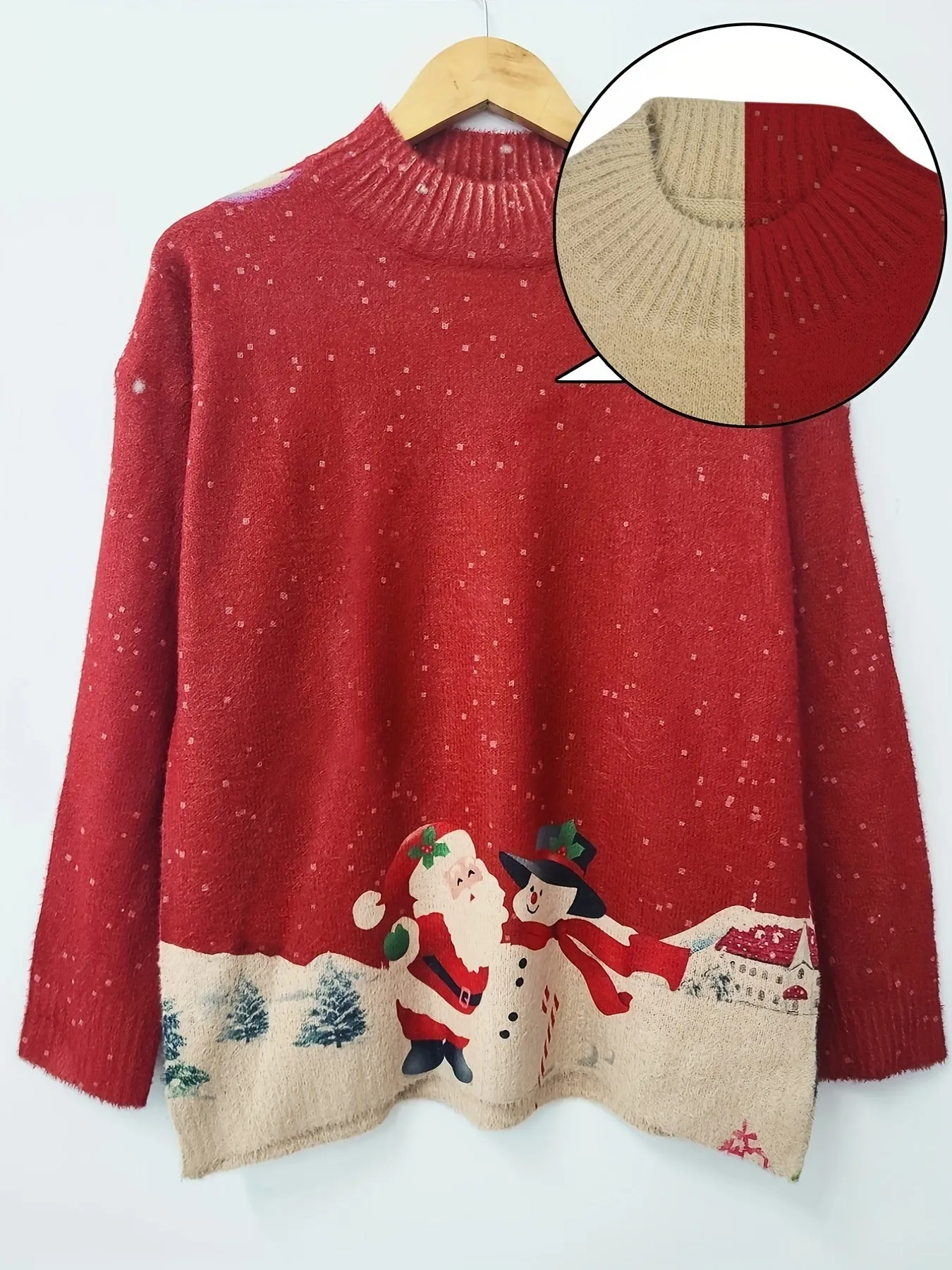 Plus Size Women's Christmas Pattern Crew Neck Sweater - Soft, Casual, Long Sleeve, Fall and Winter Essential, Festive Holiday Knitwear for Curvy Figures