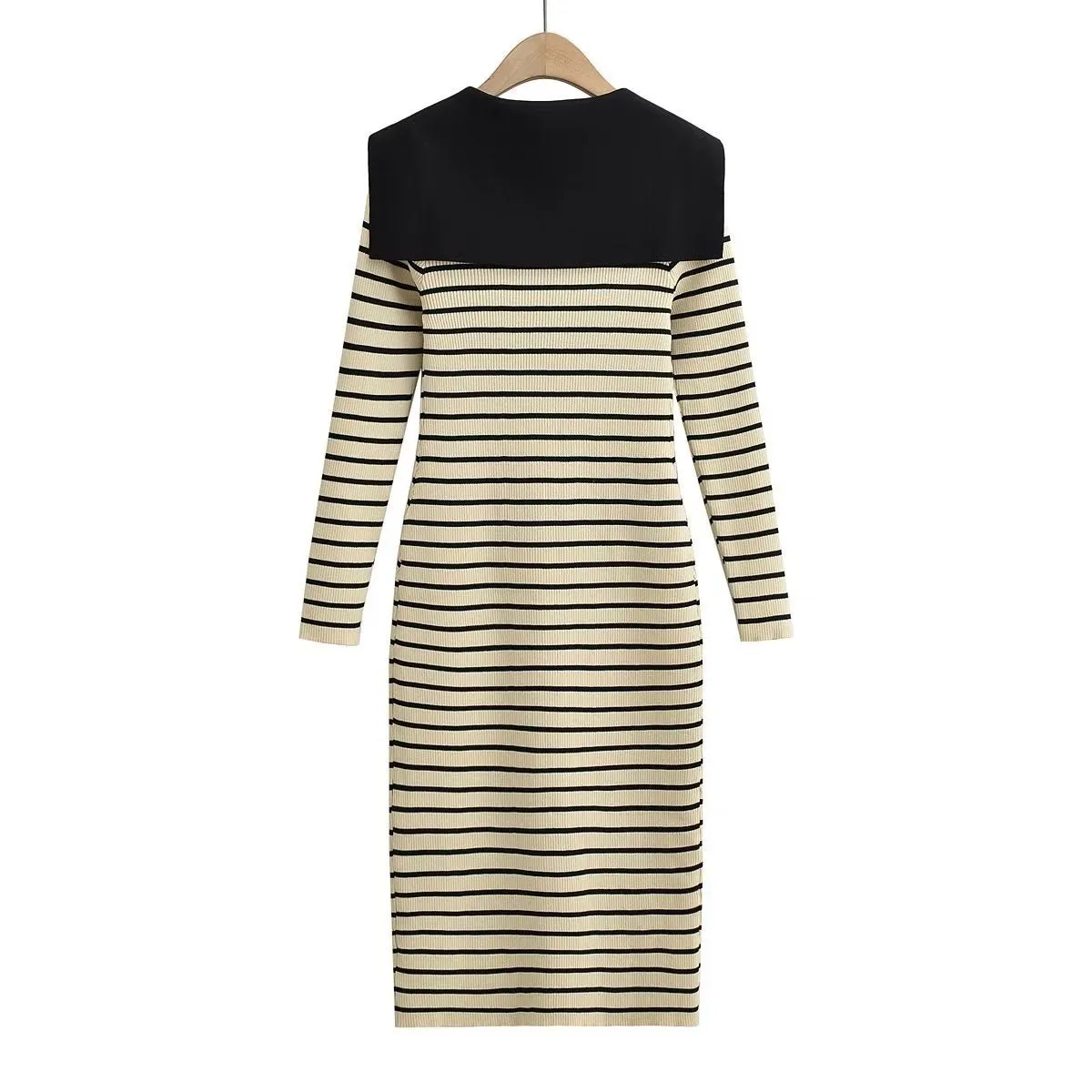 Pre Order:  Sailor Collar Striped Bodycon Dress