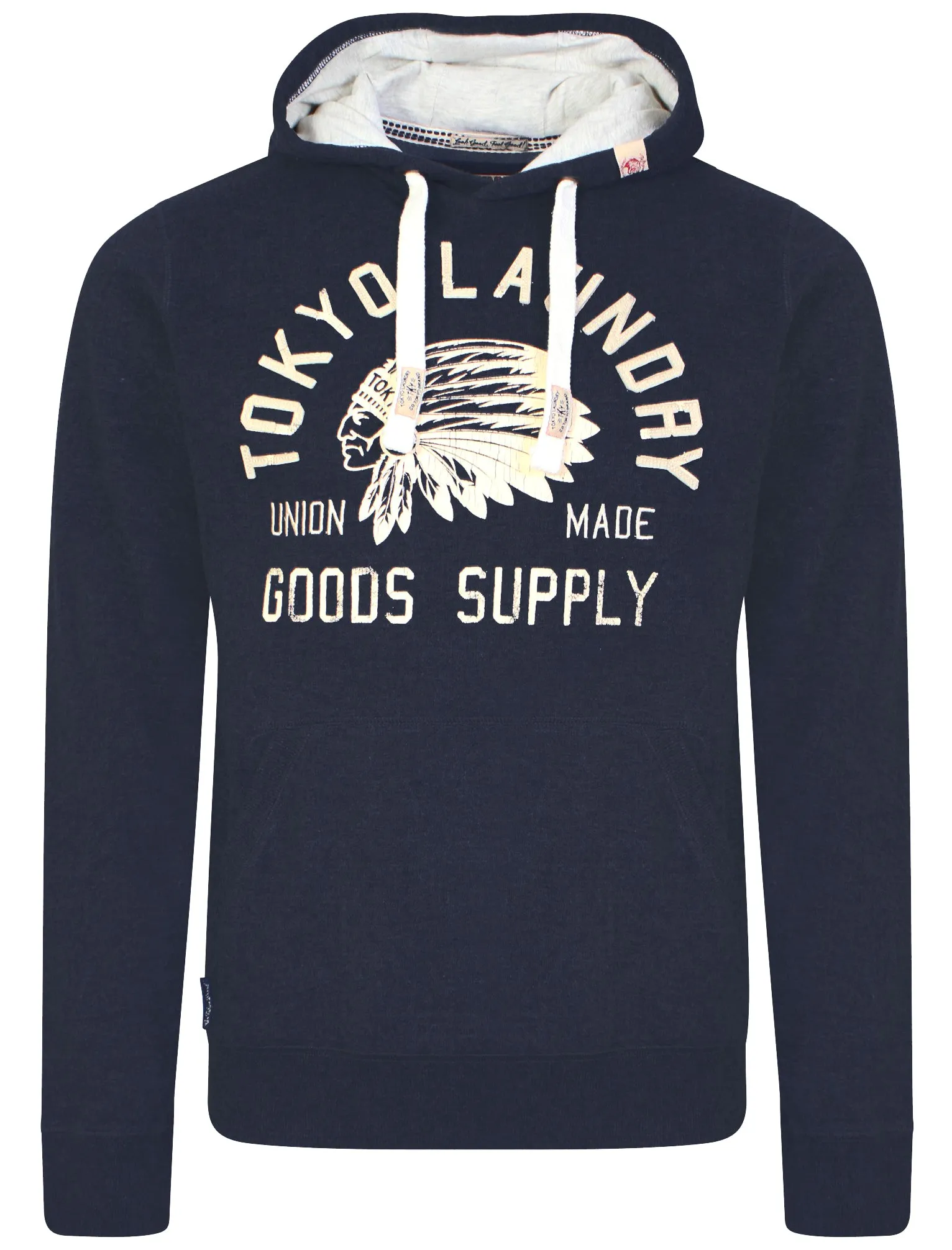 Printed pullover hoodie in dark navy - Tokyo Laundry