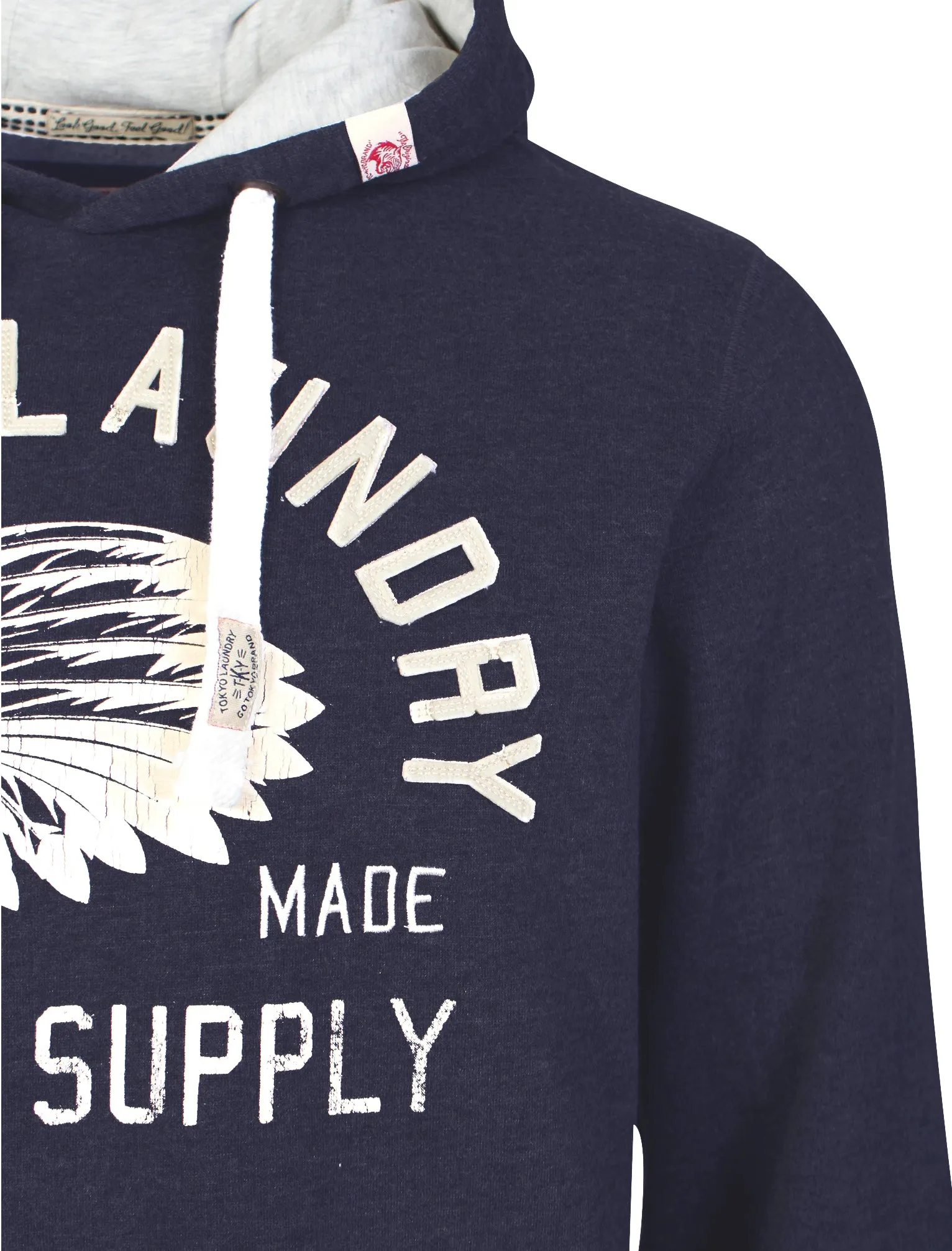 Printed pullover hoodie in dark navy - Tokyo Laundry