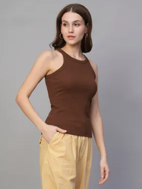 Pronk Ribbed Sleeveless Tank - Cocoa