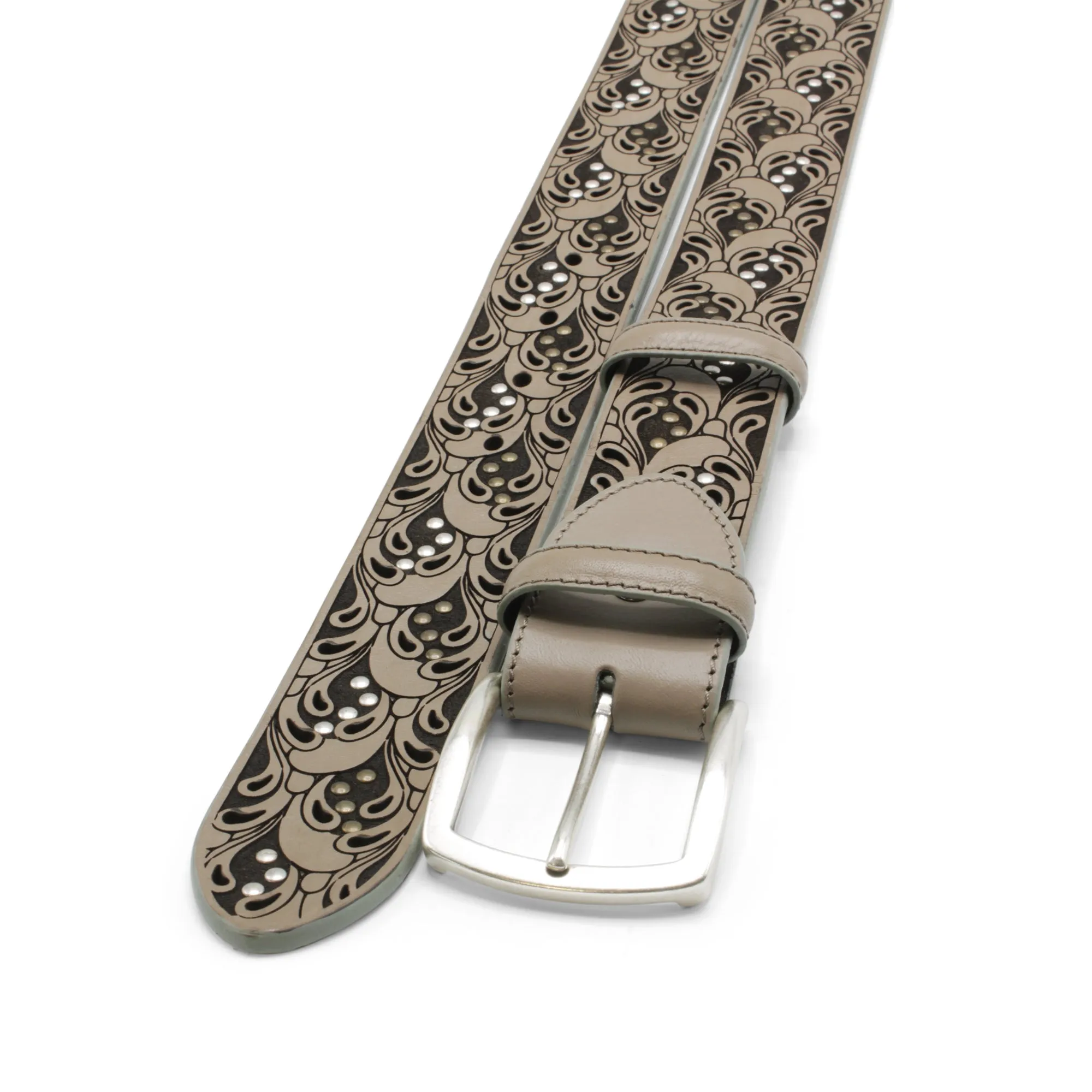 Raft' Paisley Studded Ice Grey Belt