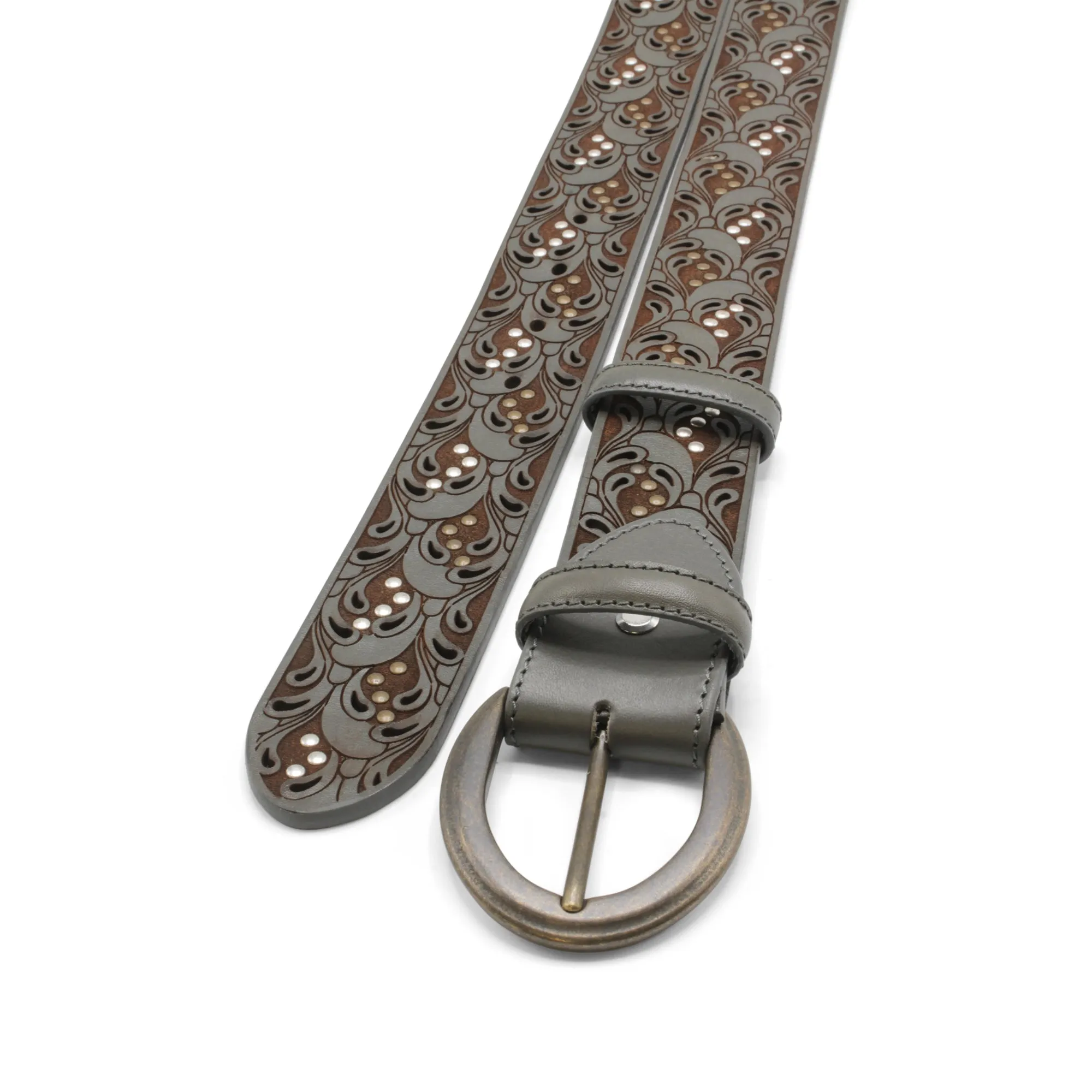 Raft' Paisley Studded London Fog Antique Prong Belt