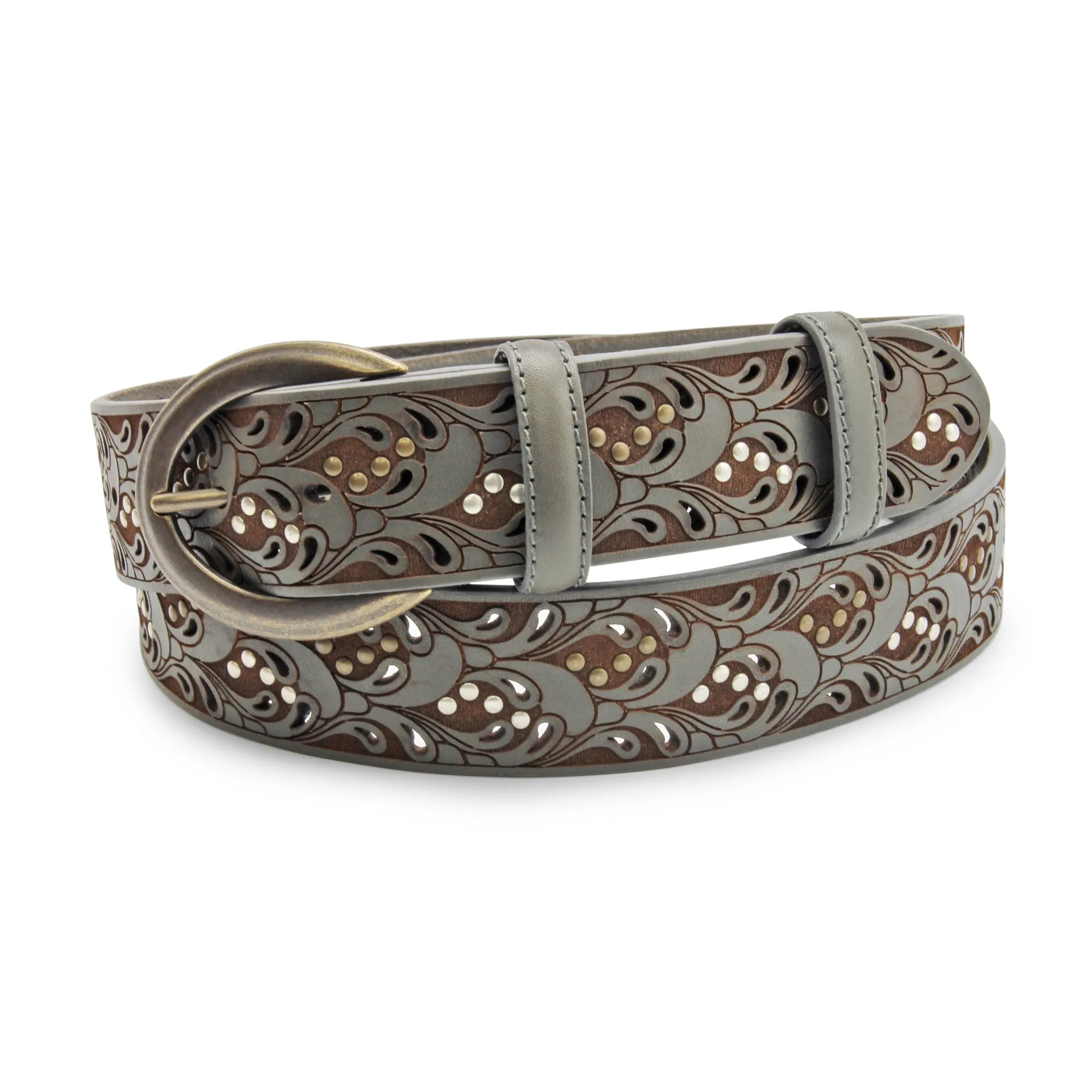 Raft' Paisley Studded London Fog Antique Prong Belt