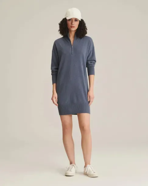 Recycled Cashmere Quarter Zip Dress