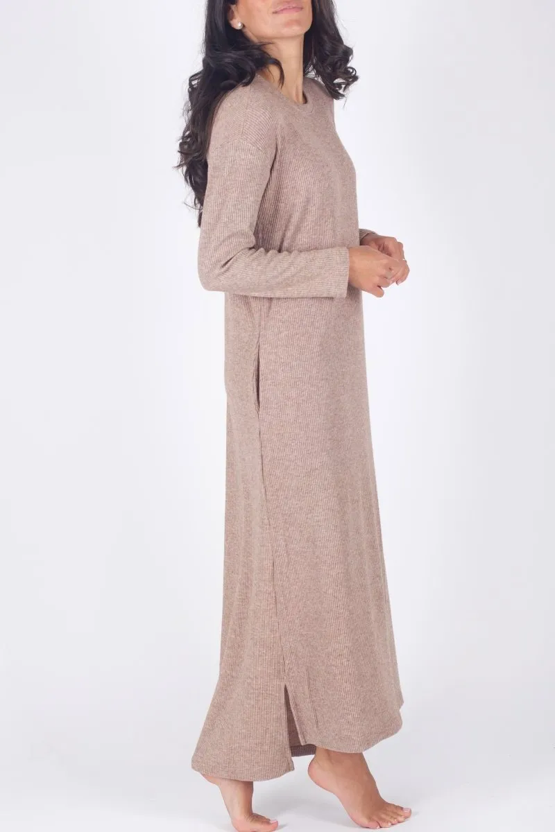 REESE DRESS LONG SLEEVE (BROWN)