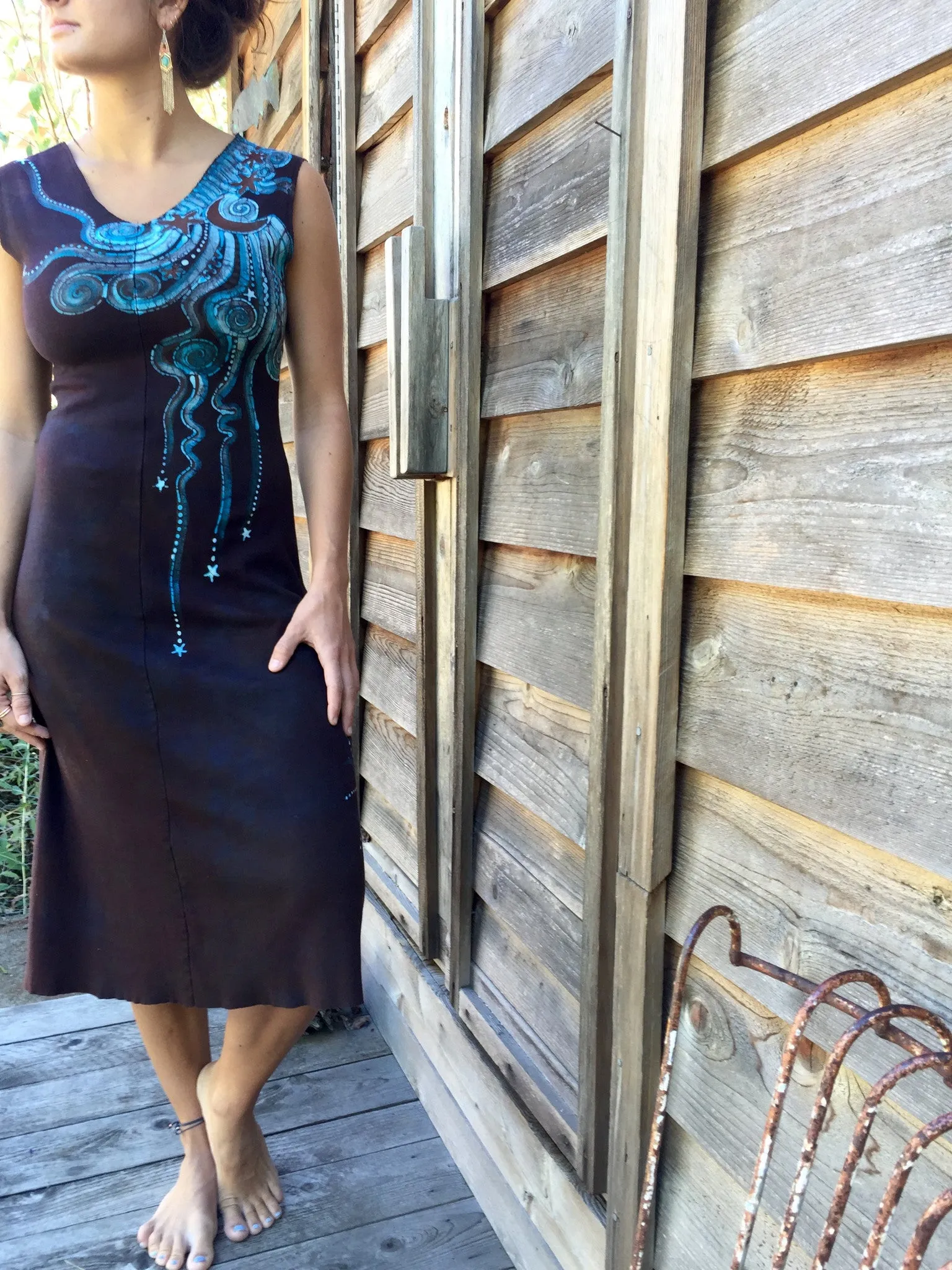 Reflections of a Midnight Moon Organic Cotton Handmade Batik Dress