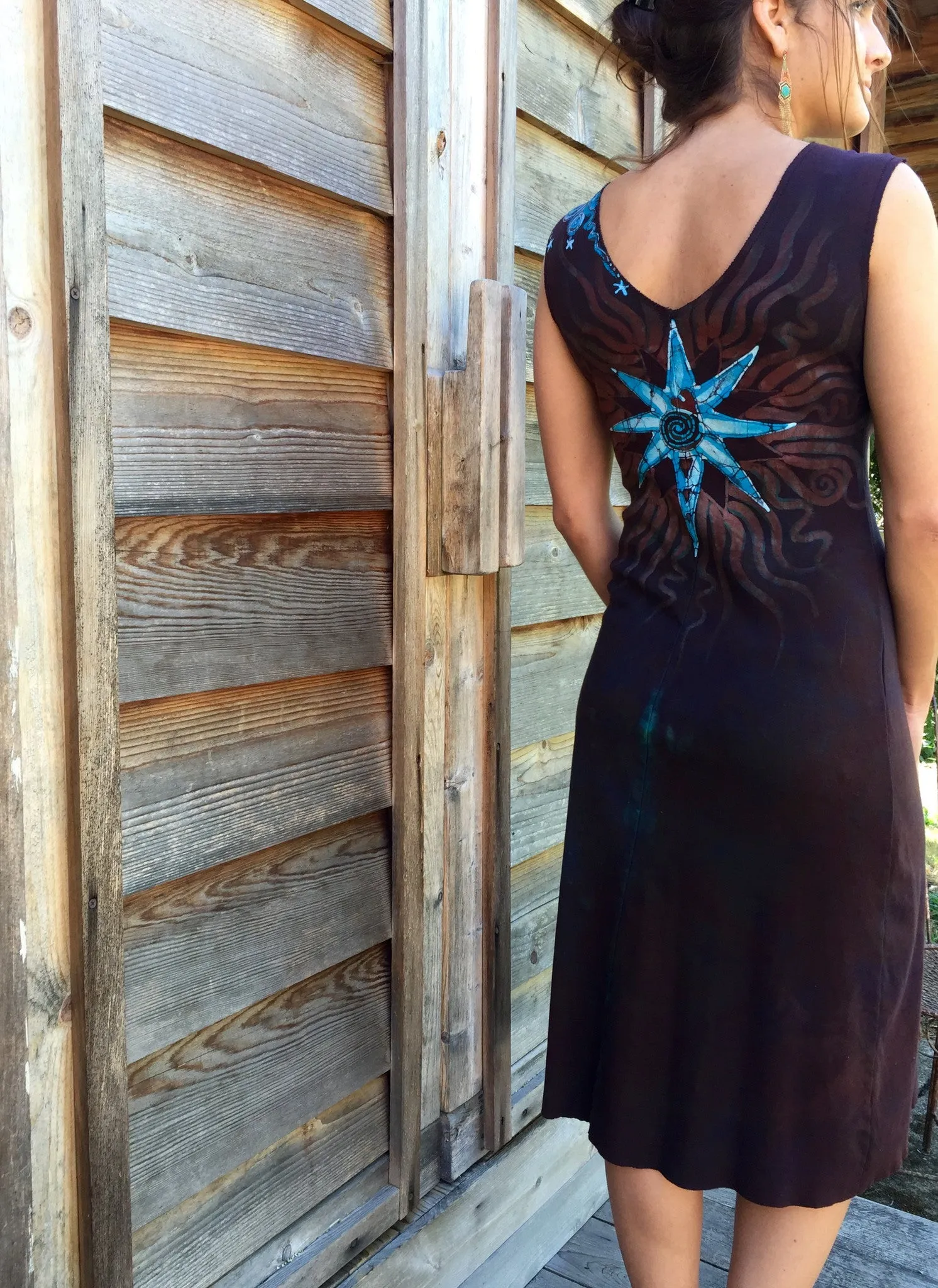 Reflections of a Midnight Moon Organic Cotton Handmade Batik Dress