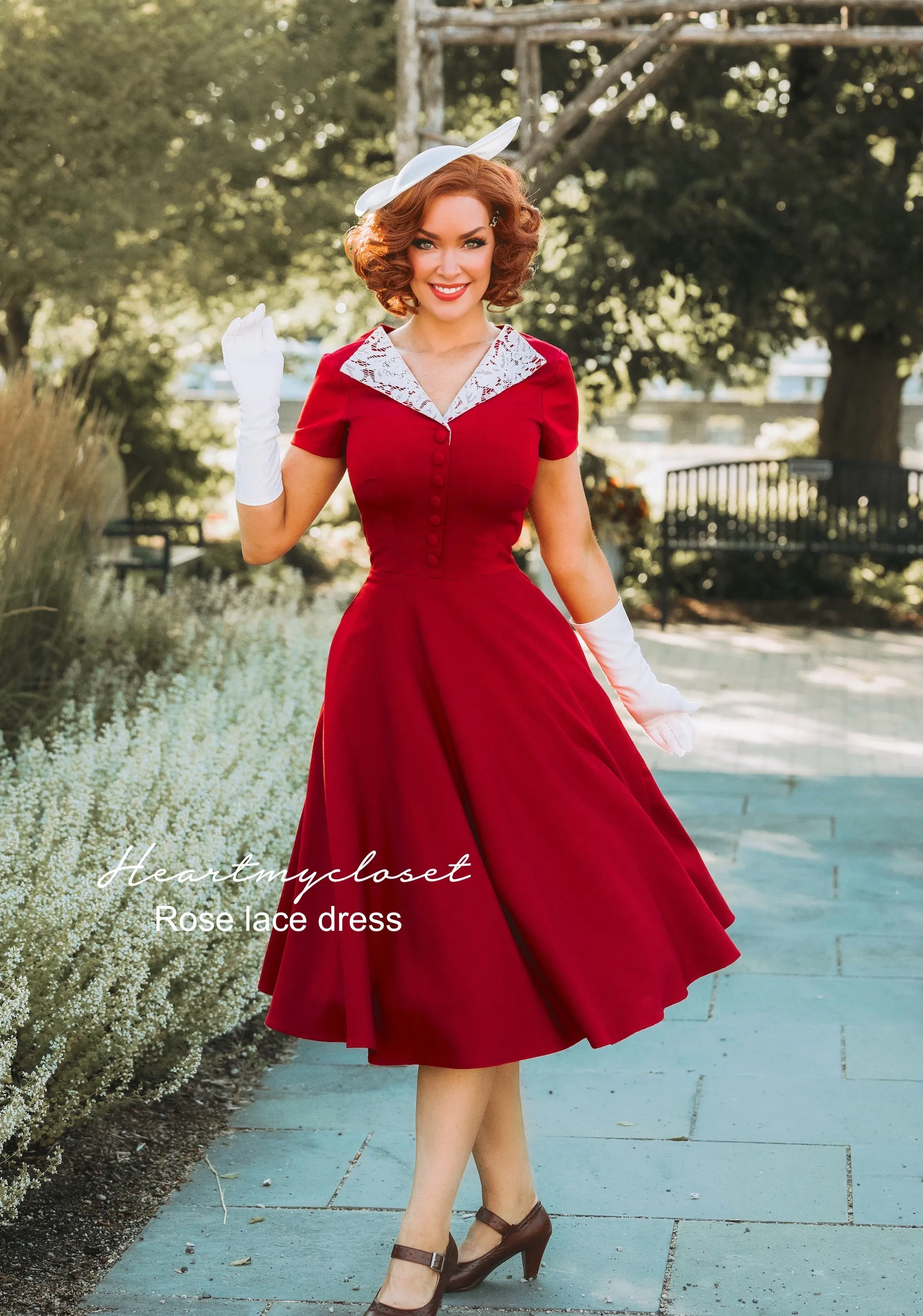 Rose lace - retro vintage dress 50s custom made