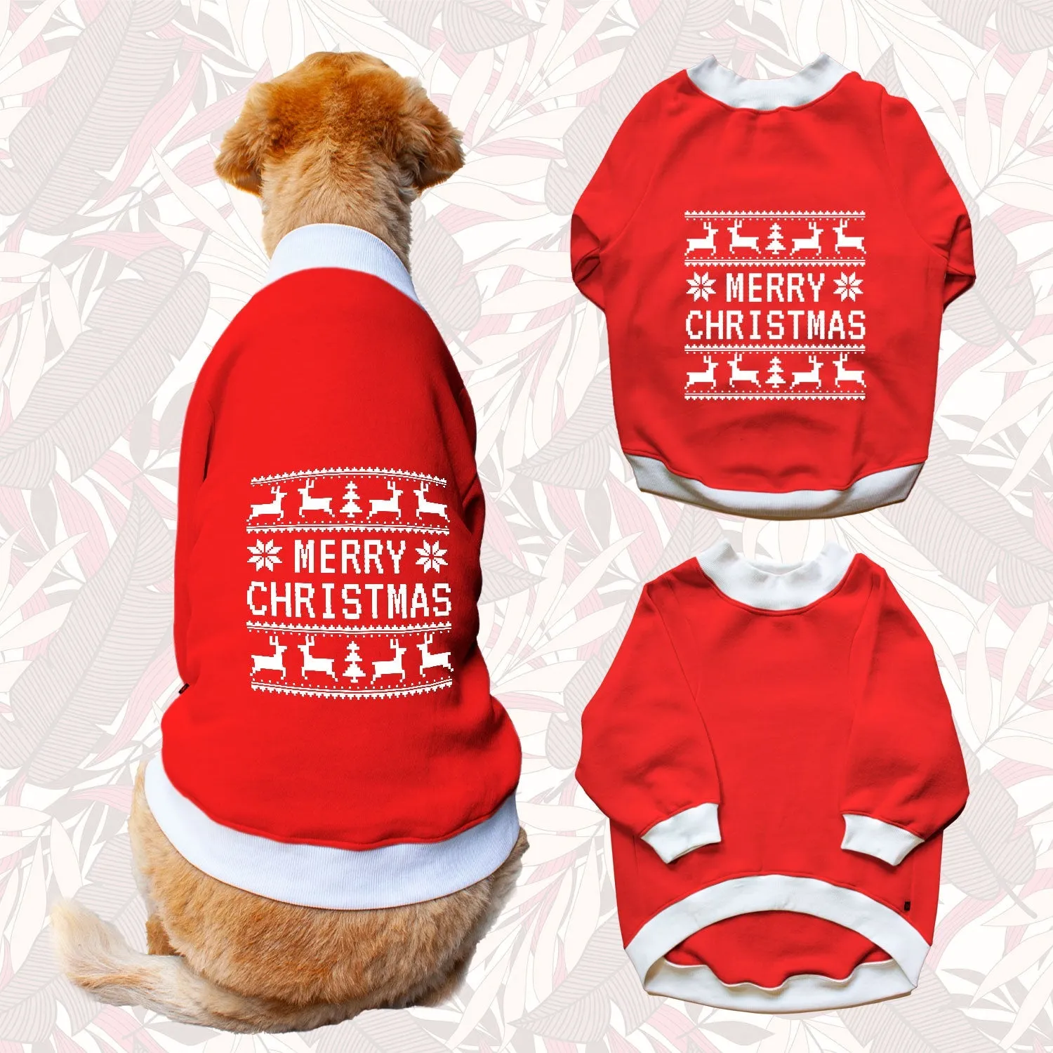 Ruse 'Basics' "Christmas Ugly Sweater Print" Printed Crew Neck Full Sleeve Sweatshirt For Dogs