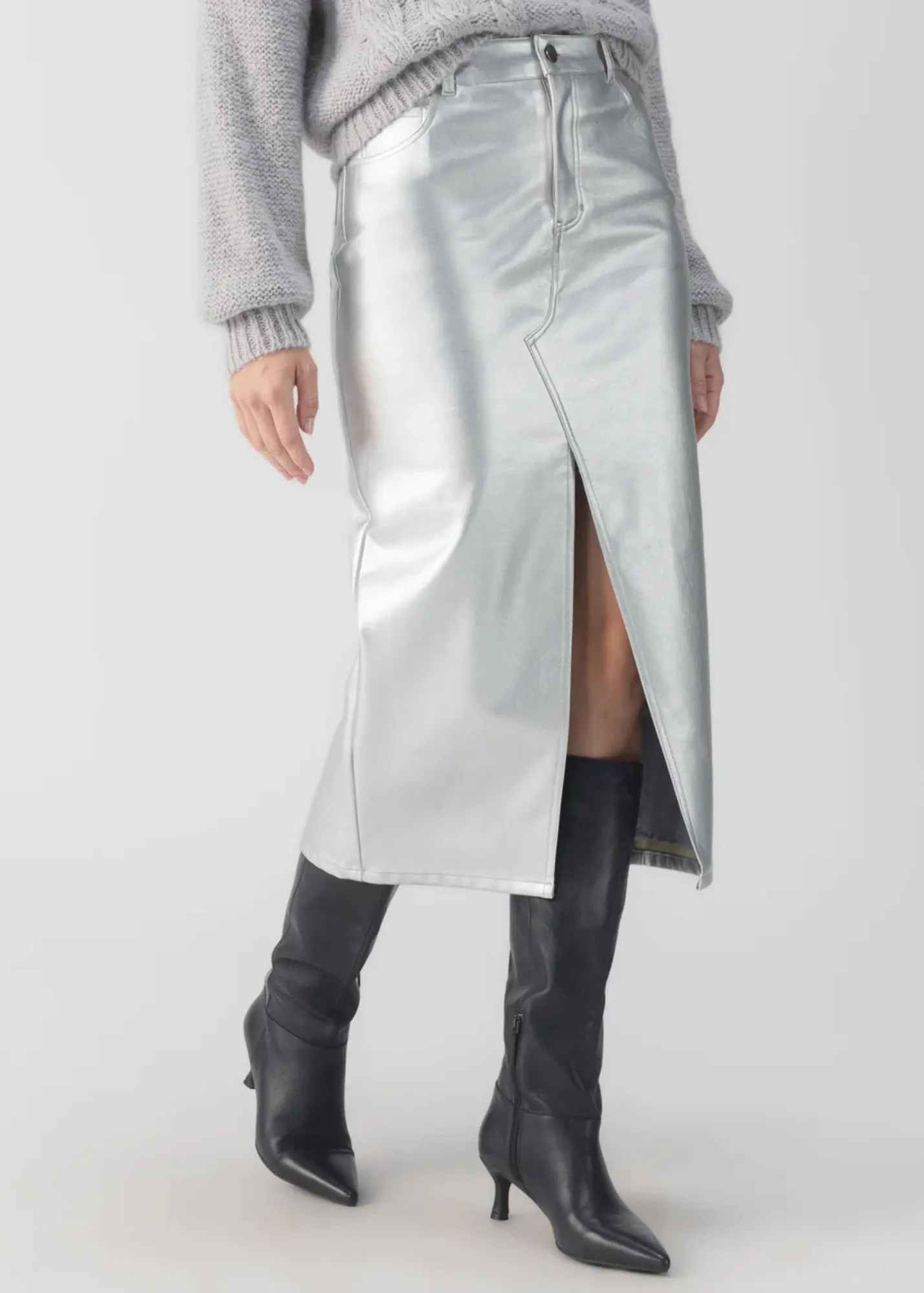 Sanctuary Clothing Leather Like Midi Skirt