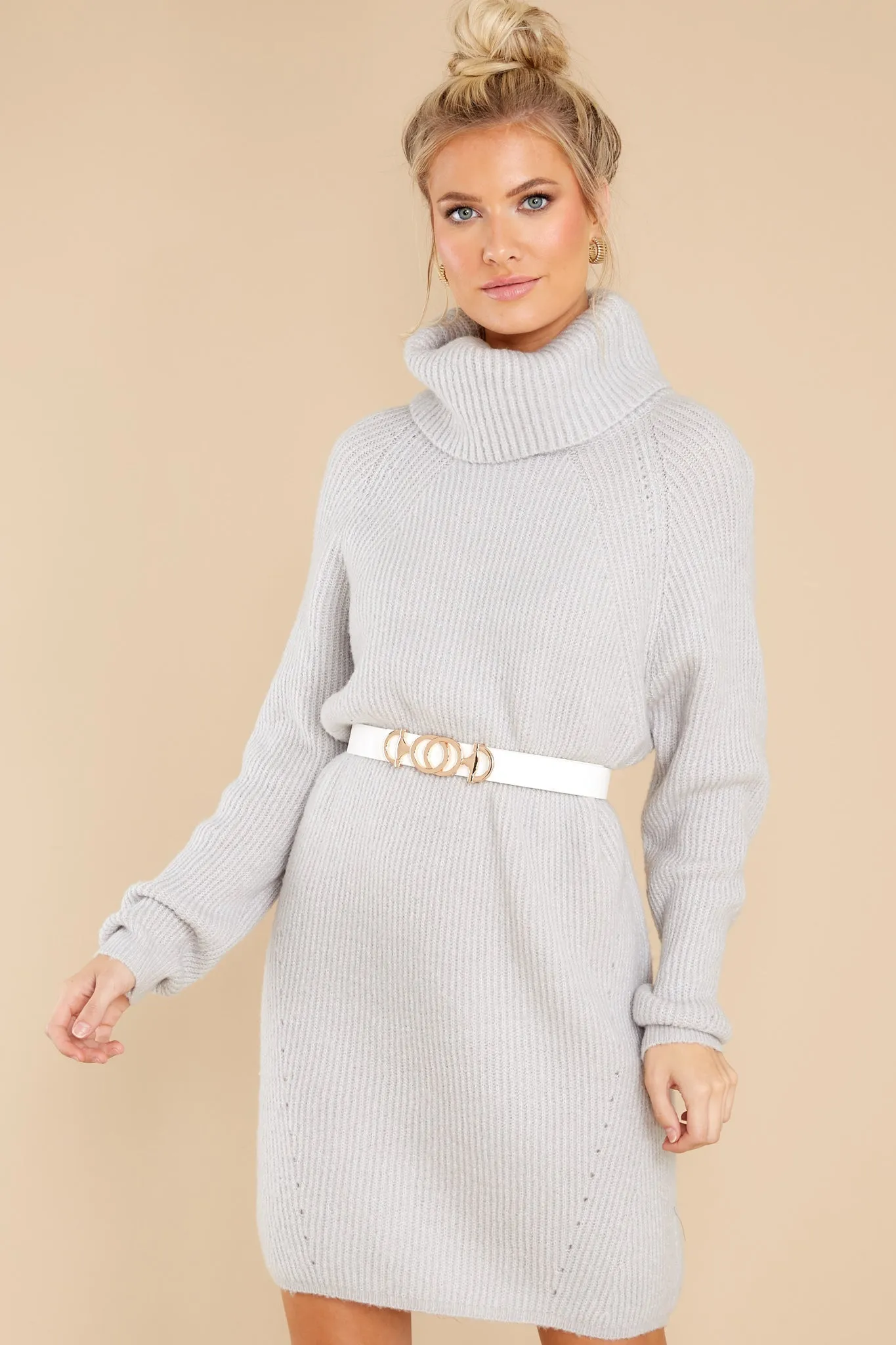 Shift In The Wind Light Grey Sweater Dress