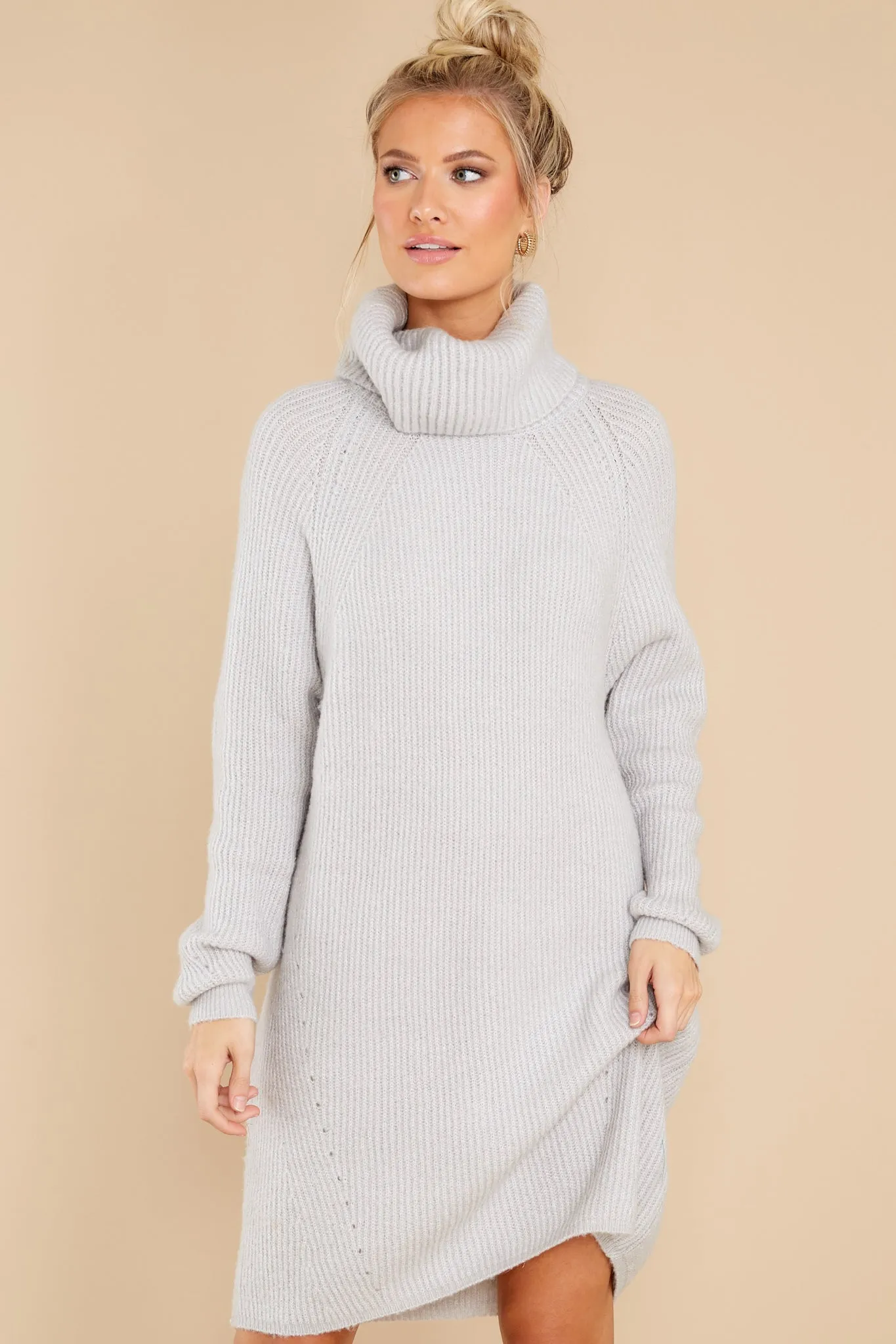 Shift In The Wind Light Grey Sweater Dress