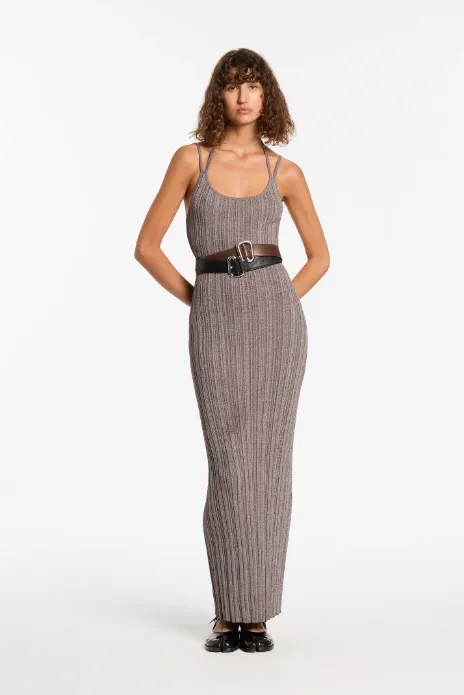 SIR. Impasto Ribbed Halter Midi Dress