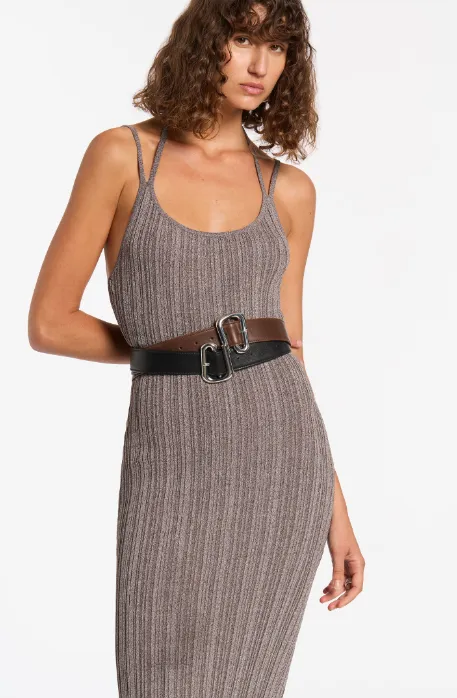 SIR. Impasto Ribbed Halter Midi Dress