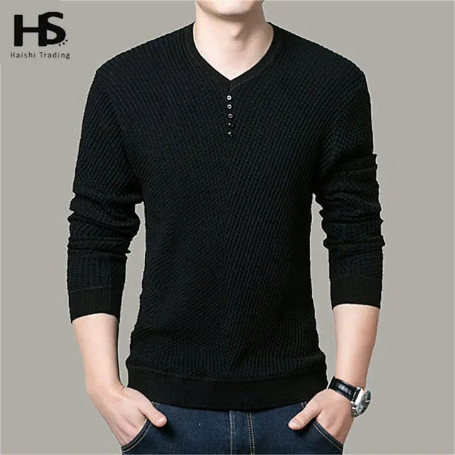 Solid Color Pullover Men V Neck Sweater Men Long Sleeve Shirt Mens Sweaters Wool Casual Dress Brand Cashmere Knitwear Pull Homme