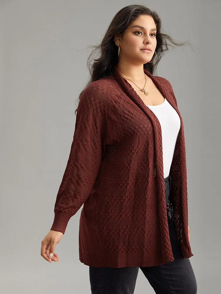 Solid Geometric Hollow Out Cardigan