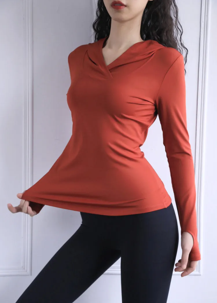 Sports Top Women Yoga Clothes Long Sleeved Sports Fitness T shirt Beauty Back Workout Clothes Hoodie