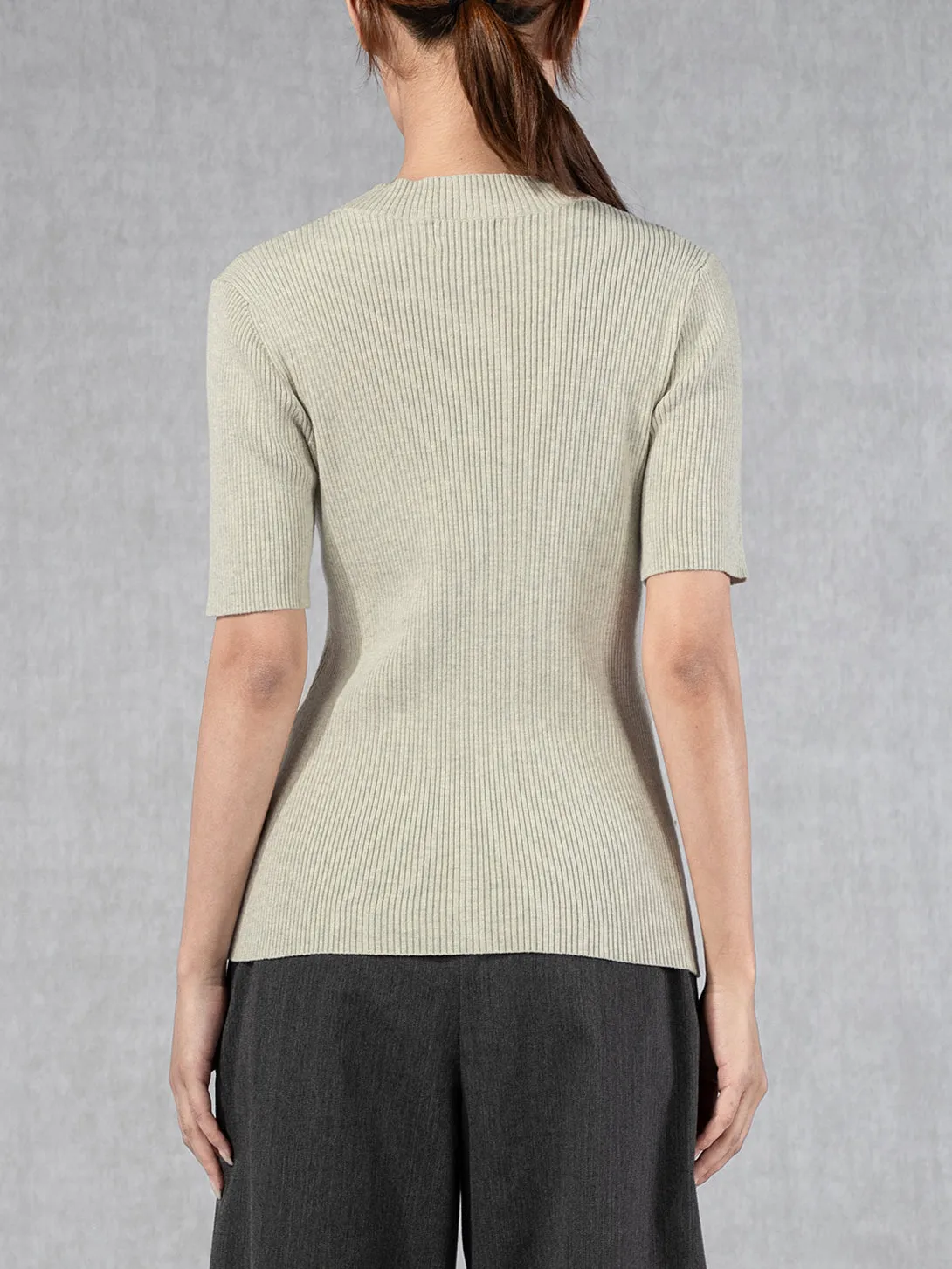 SS Rib Knit Top Oatmeal