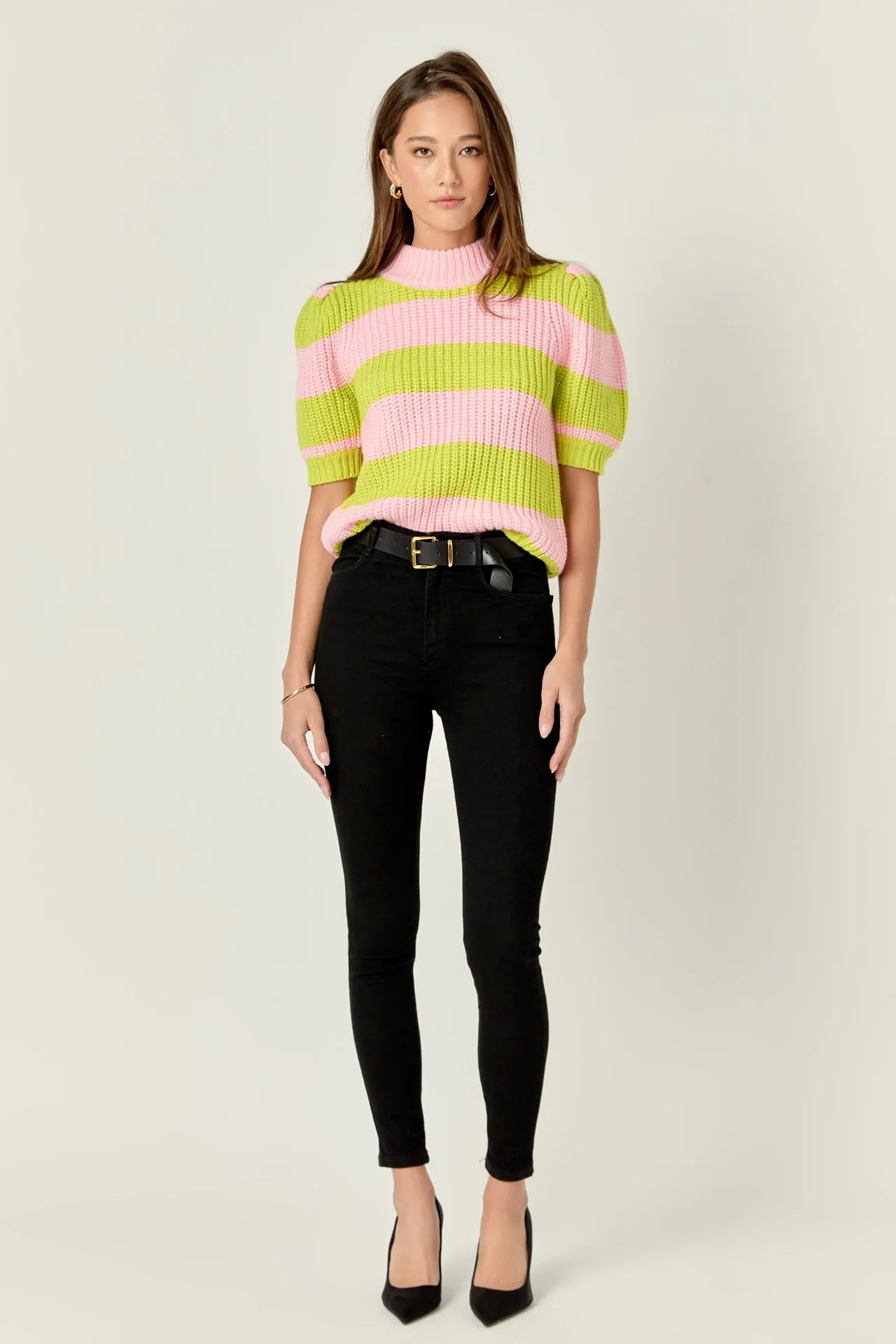 Stripe Mockneck Sweater