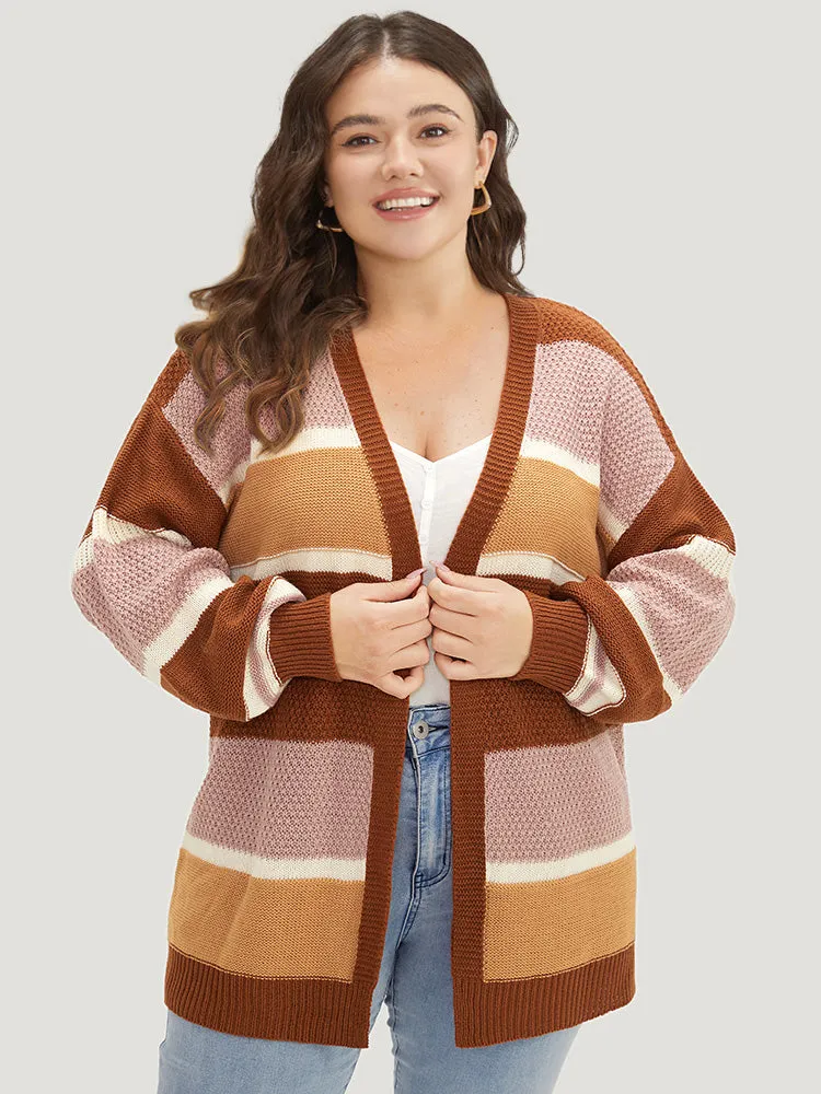 Striped Contrast Elastic Cuffs Cardigan