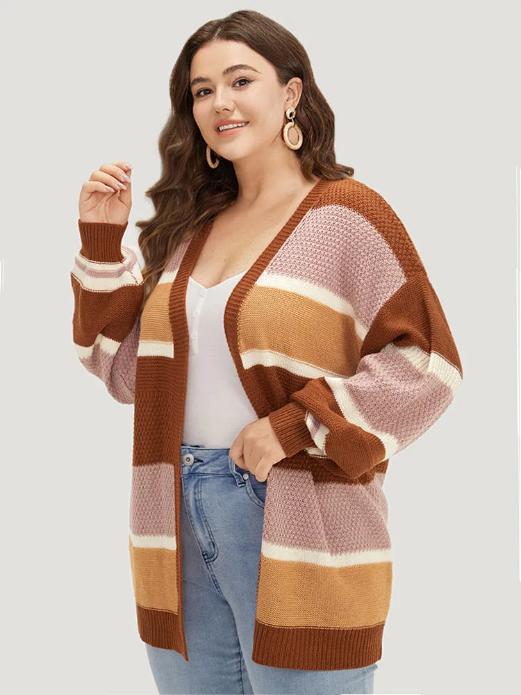 Striped Contrast Elastic Cuffs Cardigan