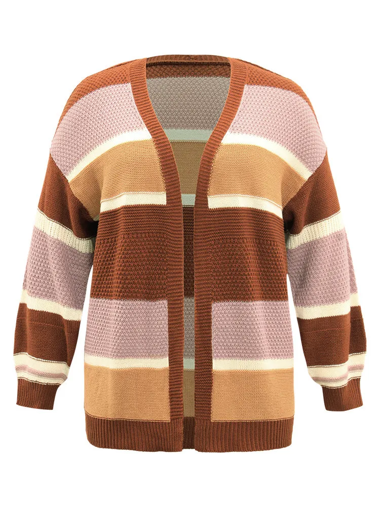 Striped Contrast Elastic Cuffs Cardigan